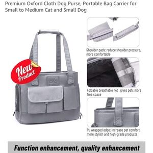NWOT Premium Gray Pet Carrier Tote Bag